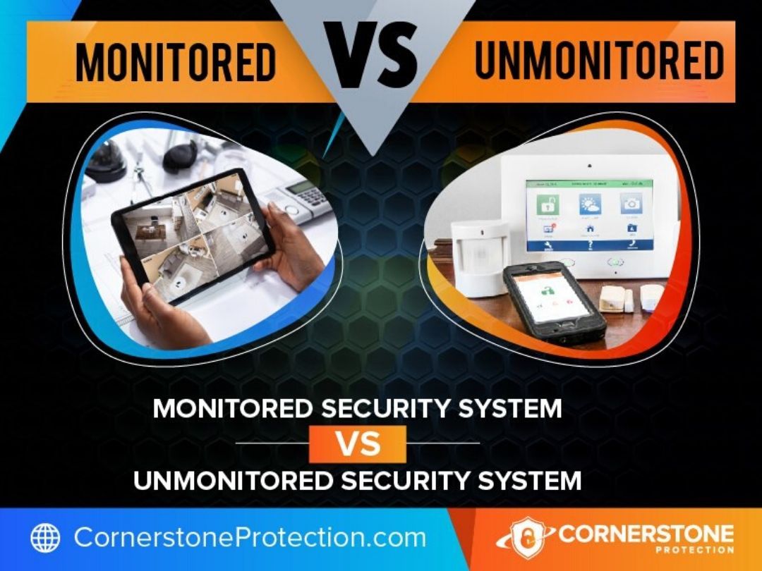 monitored security systems vs unmonitored home security systems cornerstone protection